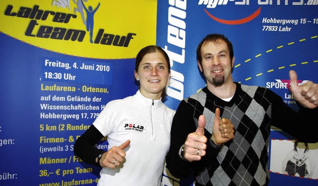 Die Macher des ersten Lahrer Team-Laufs: Verena Utz und Frank Haist   | Foto: Hubert Rderer