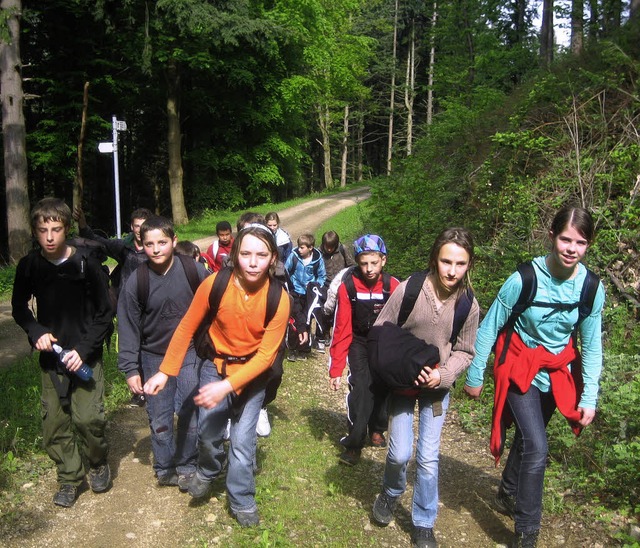 Staufener Werkrealschler auf dem Weg zum Belchengipfel   | Foto: privat