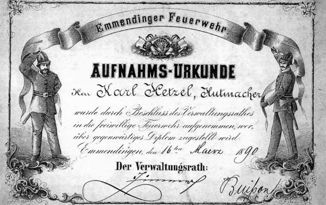 So sahen 1890 die Aufnahmeurkunden aus...pro>Kesselring Media</BZ-FotoNurRepro>  | Foto: Kesselring Media