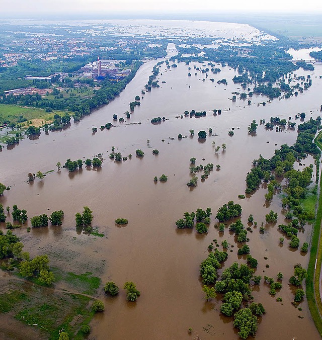 Zusammenfluss von Warthe und Oder im b...se sind weit ber ihre Ufer getreten.   | Foto: dpa