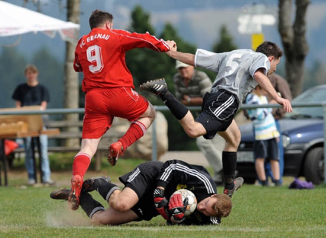 St. Mrgens Torwart Daniel Mark hat de...falls Endstation fr den Gegner sein.   | Foto: Patrick Seeger