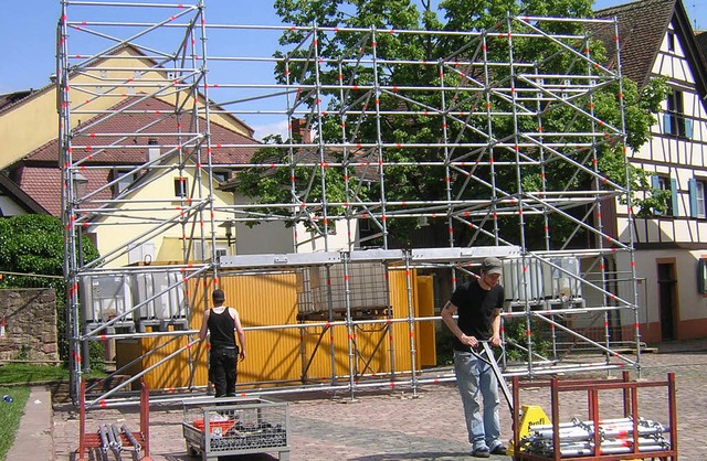 Das Gerst steht: Die WM kann auch auf...Schlossplatz in Emmendingen beginnen.   | Foto: Gerhard Walser