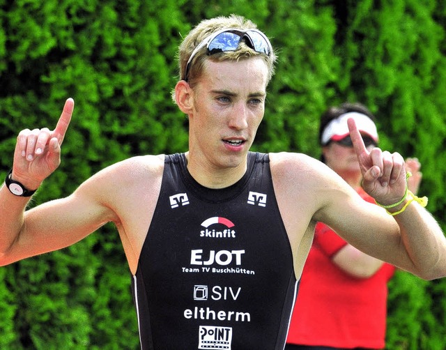 Weltklasse-Triathlet Jonathan Zipf gewann in Riegel souvern.   | Foto: Murst
