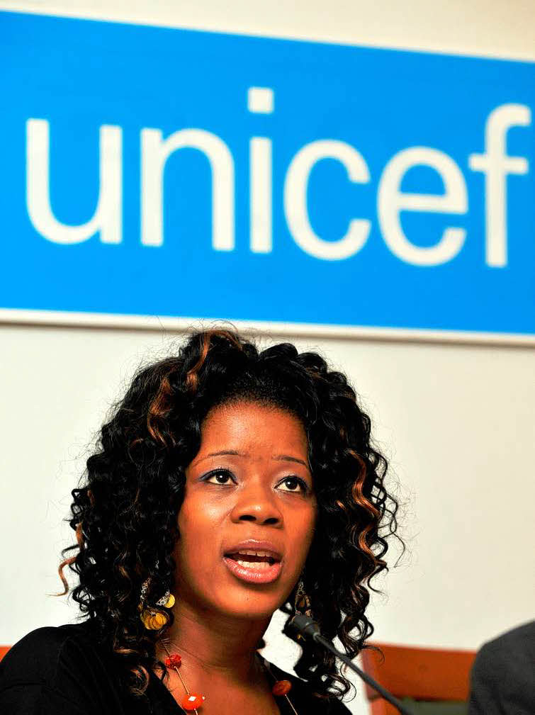 Pressekonferenz auf der Bhlerhhe: UNICEF-Sonderbotschafterin Mariatu Kamara