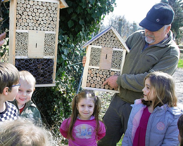 Der Wyhler Schwarzwaldverein  erklrte...kindern vor kurzem ein  Insektenhaus.   | Foto: BZ