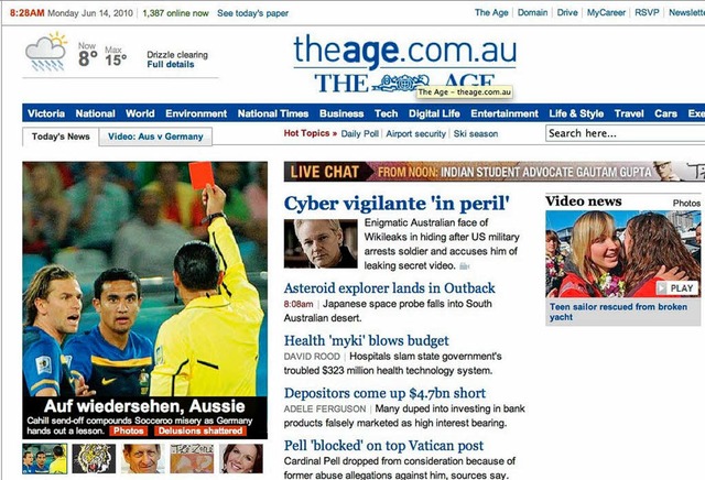 The Age &#8211; eine Zeitung in Melbou... &#8222;Auf Wiedersehen, Aussie&#8220;  | Foto: Screenshot