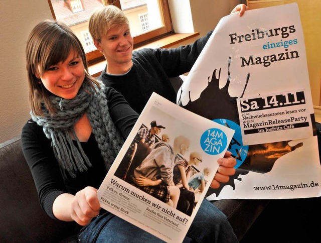 Nachwuchsblattmacher: Christina Schmitt und Morten Freidel vom 14magazin.  | Foto: Michael Bamberger