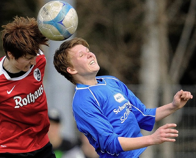 Die Fuballerinnen des SC Freiburg II ...nd ihre Teamkolleginnen unerreichbar.   | Foto: Seeger