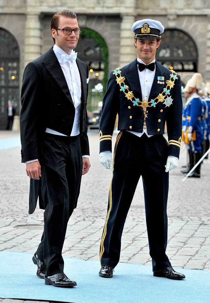 Brutigam Daniel Westling (l.) und sein Schwager, Prinz Carl Philip von Schweden.