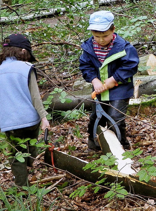 Sind hier schon knftige Waldarbeiter am Werk?   | Foto: Kindergarten
