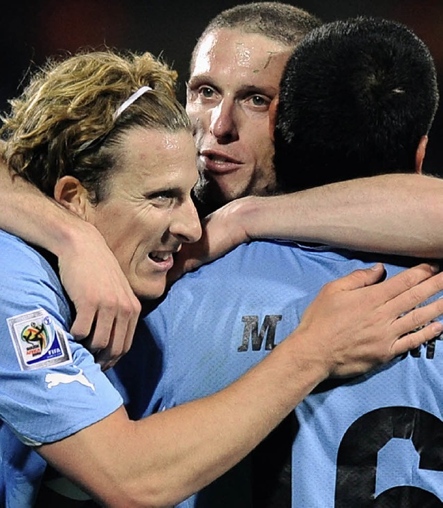 Bislang hatten Uruguays Spieler viel Grund zu jubeln.  | Foto: afp