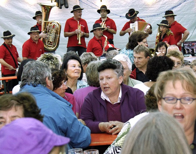 Beste Stimmung mit der Musikformation ...m Zelt beim Ruberfest in Balzhausen.   | Foto: Chris Seifried
