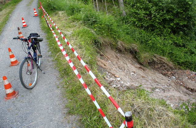 Erdrutsch am Bhnleradweg nahe Grnwalder Bahnhof und Hollochfelsen  | Foto: Manfred-G. haderer