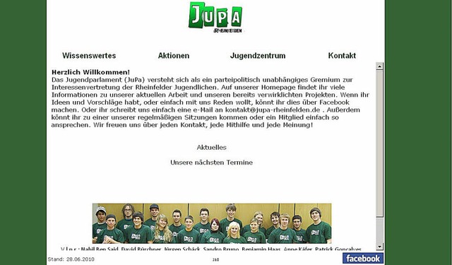 Die erste Seite der neuen Homepage des Jupa  | Foto: BZ