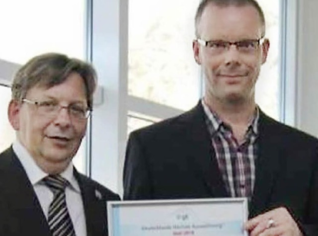 Ausgezeichnet: Firmenchef Frank Maier ...lker Kreft,   Geschftsfhrer der GIH   | Foto: BZ