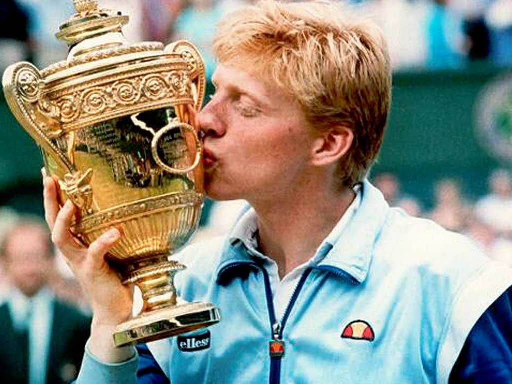 Kein Deja-Vu sonder eher ein Deja-bis: Boris Becker im Jahr 1986 nach seinem zweiten Wimbledon Sieg in Folge.