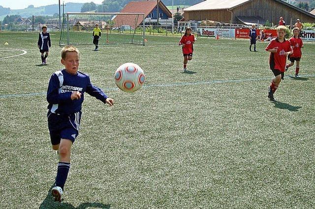 Junge Kicker zeigen ihr Geschick mit dem Ball