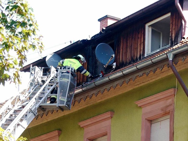 Schnell gelscht war der Brand in dieser Dachwohnung in Herbolzheim  | Foto: Ilona Hge