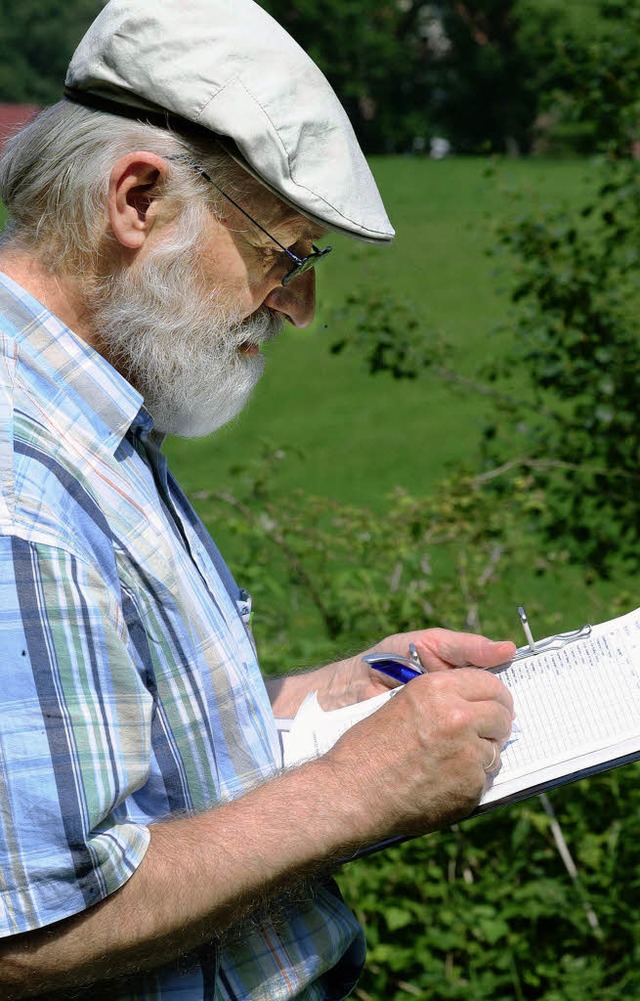 Gerhard Vlker sammelt die Daten...  | Foto: Christine Speckner