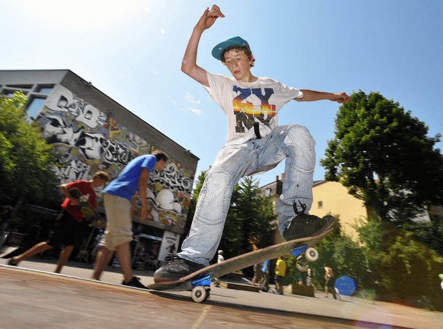 Toller Tricks mit dem Brett: Ruben Bar...end in der Wiehre ausgerichtet wurde.   | Foto: Michael Bamberger