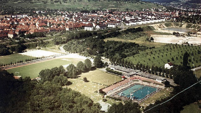 So stellte sich das Nonnenholz mit dem...ergarten erstreckt, im Jahr 1957 dar.   | Foto: Stadtarchiv