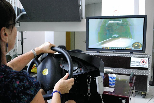 Den typischen Tunnelblick erlebt die Teilnehmer im Simulator.   | Foto: Mink