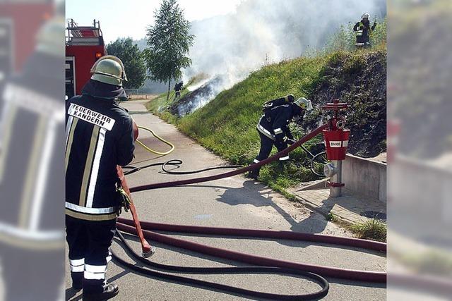 Feuerwehr löscht Brand an Böschung