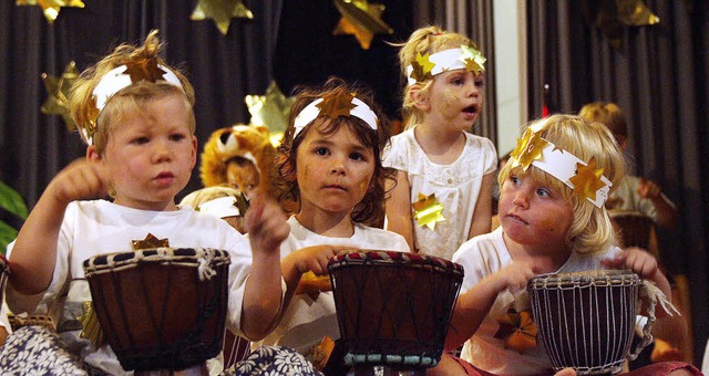 Beim Trommeln: Kinder aus dem Kindergarten &#8222;Don Bosco&#8220;   | Foto: Tina Lindemann