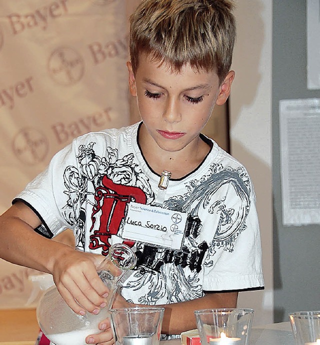 Kinder aus dem Maulburger Dorfstbli d...rten frhes Interesse am Thema Chemie.  | Foto: Annette Mahro