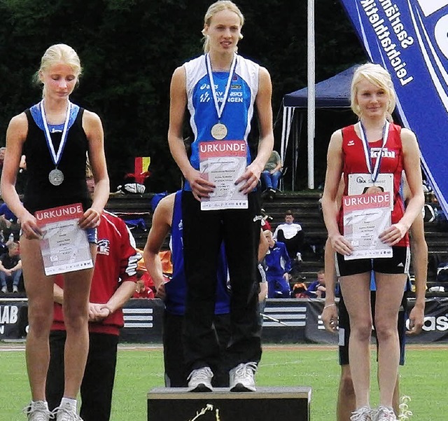 Sophia Sommer (rechts) auf dem Treppchen bei den sddeutschen Meisterschaften.   | Foto: Privat