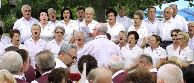 Groes Aufgebot &#8211; Mnner-, Fraue...gaben sich ein Stelldichein beim MGV.   | Foto: u. hiller