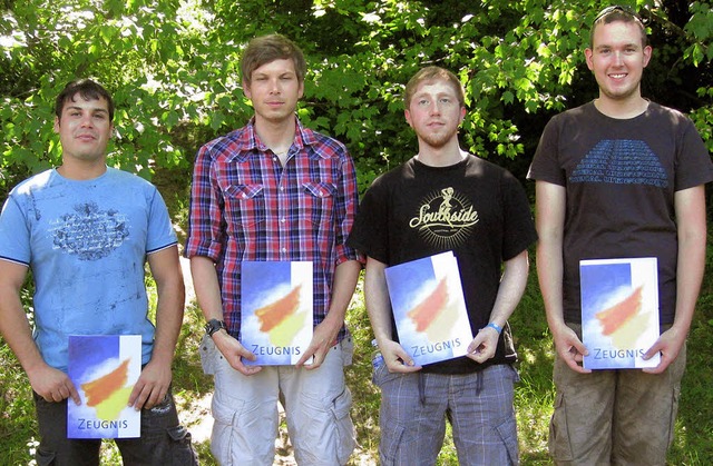 Die Preistrger (von links): Steven Eh...le, Joachim Eccardt und Sven Crocoll.   | Foto: Schule