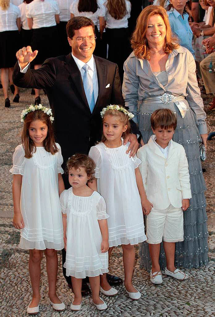 Die dänisch-griechische Prinzessin Alexia, ihr Mann Carlos Morales Quintana und die Kinder Die dänisch-griechische Prinzessin Alexia, ihr Mann Carlos Morales Quintana und die Kinder