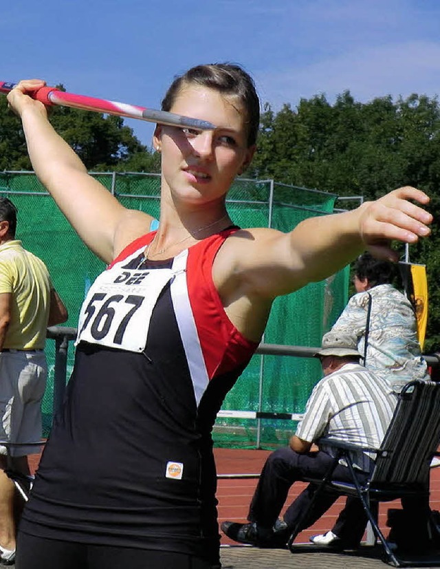 Janice Waldvogel warf den Speer  bei d...rschaft am weitesten und gewann Gold.   | Foto: Ottmar Heiler