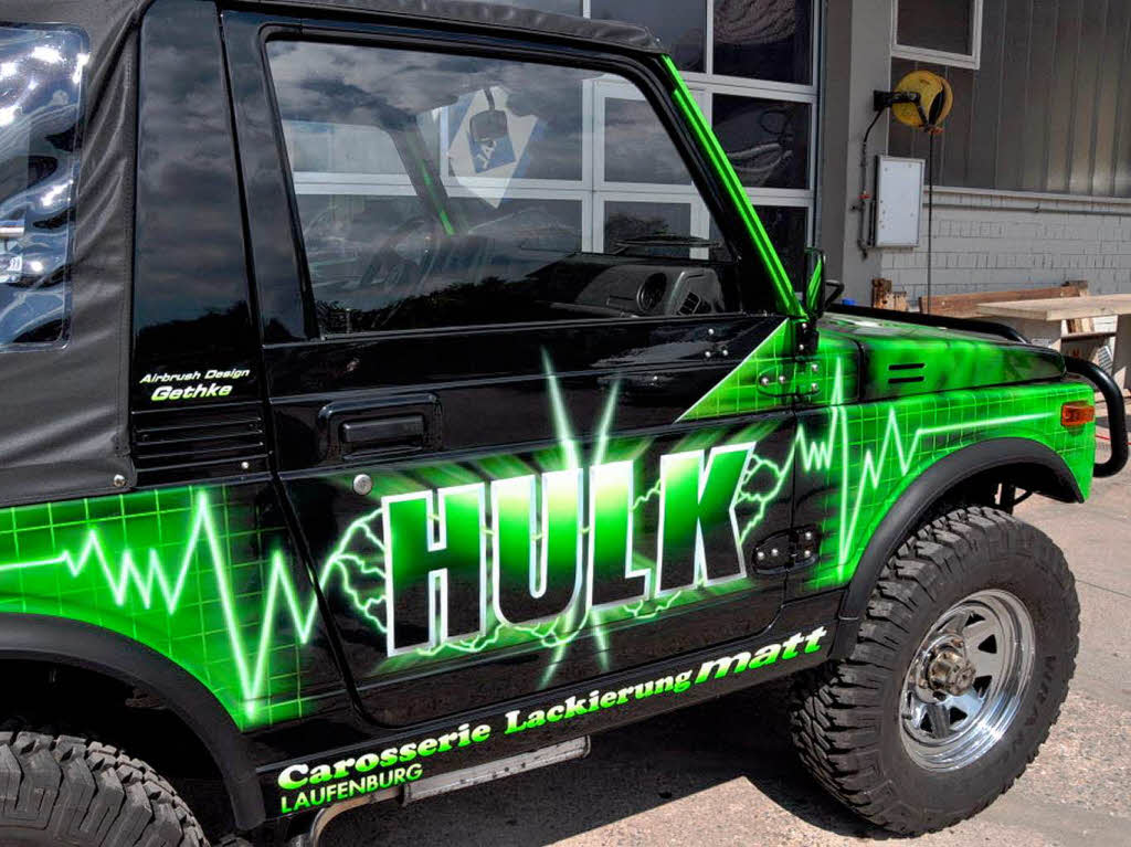 Beim Quad- und Gelndewagenabenteuer gab es auch richtige Schnheiten zu bewundern –  so  diesen Airbrush-Show-Car.