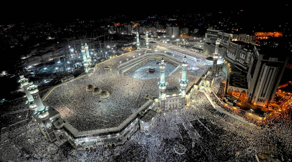 Blick auf die Groe Moschee in Mekka in Saudi Arabien whren des Ramadans.