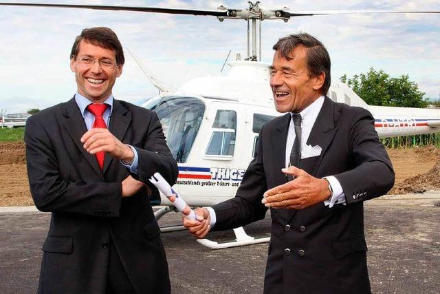 Trigema-Chef kommt per Helikopter nach Ettenheim