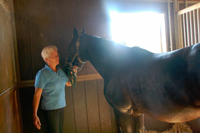 Das verletzte Pferd &#8222;Sweet Dream&#8220; mit seiner Besitzerin  | Foto: Eileen Woestmann