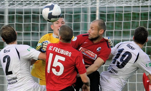 Nach drei Spielen ohne Gegentor wieder... Daniel Sereinig (Vierter von links).   | Foto: Patrick Seeger