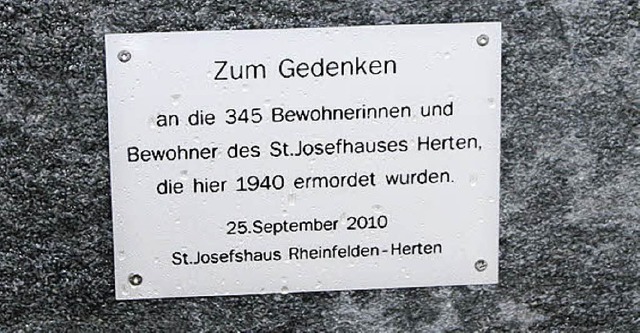 Die Gedenktafel fr die Opfer aus dem St. Josefshaus.  | Foto: privat