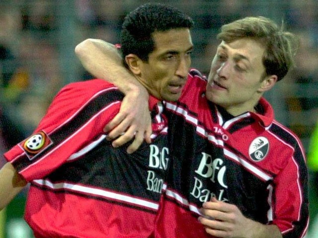 Sturmpartner beim SC Freiburg: Adel Se...nks) zusammen mit Alexander Iaschvili.  | Foto: dpa/lsw