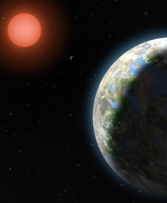 Die  Darstellung zeigt Gliese 581g und seinen Stern.   | Foto: Grafik: Nasa