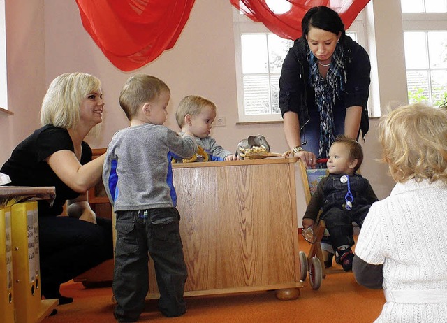 Die Krippe im Hugsweierer Kindergarten hat am Montag ihren Betrieb aufgenommen.   | Foto: Alfred Arbandt