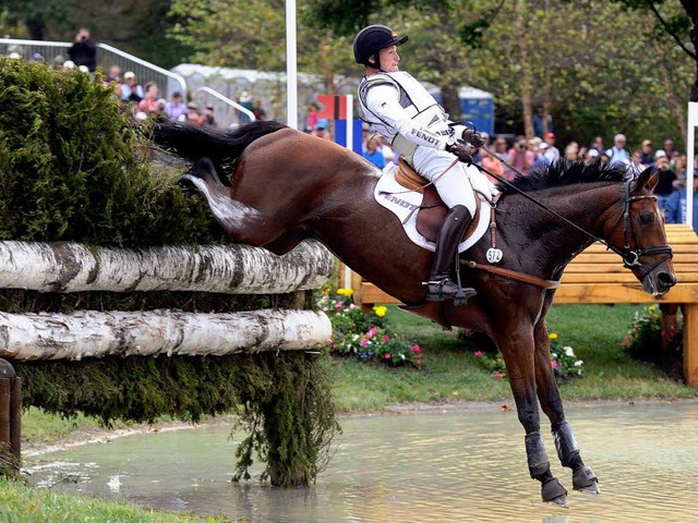 Im Gelnde hatten Michael Jung und sein Pferd Sam hart zu kmpfen.    | Foto: dpa