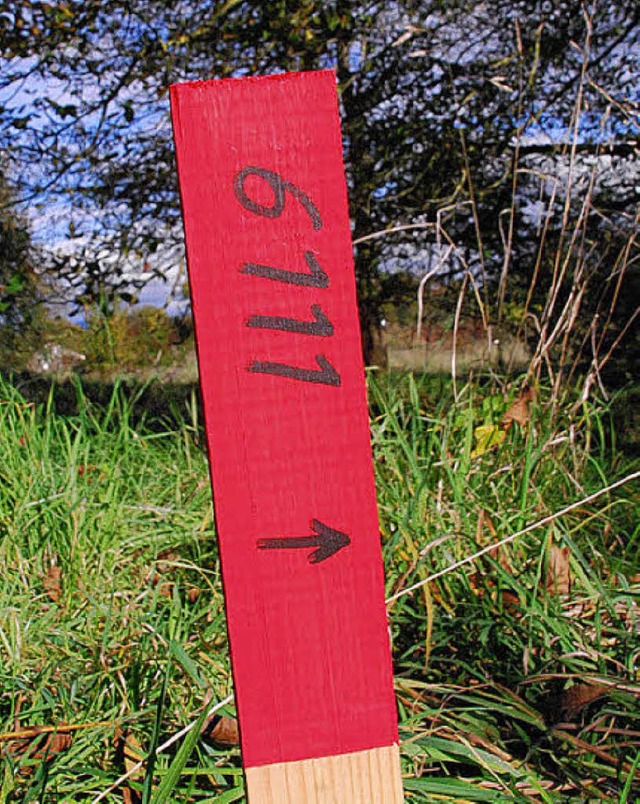 Roter Kopf: So wurden die neuen Grundstcksgrenzen markiert.  | Foto: Ralf Staub