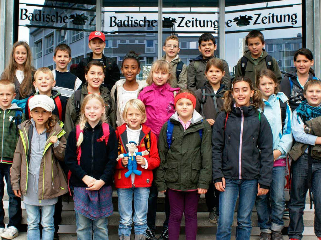 Die Klasse 4a der Anne-Frank-Schule aus Offenburg mit ihrer Lehrerin Frau Wangler.
