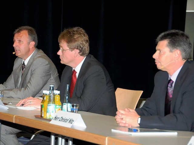 Die drei Kandidaten (von links): Thomas Gsell, Markus Voeltz, Christof Nitz  | Foto: Robert Bergmann