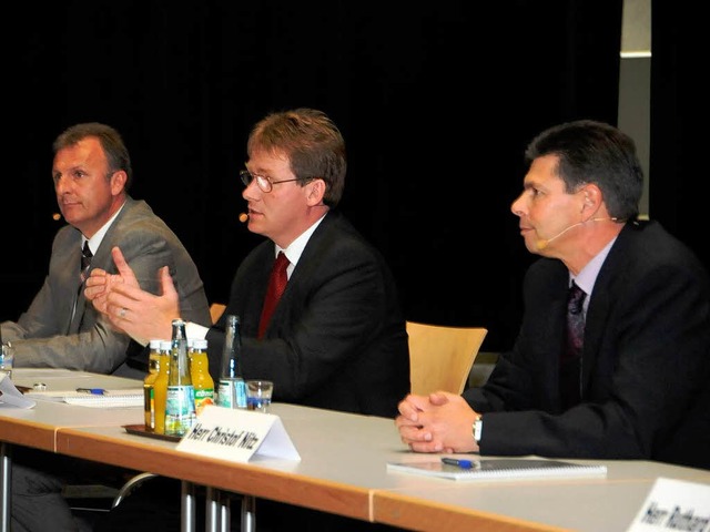 Die drei Brgermeisterkandidaten (von ...s Gsell, Markus Voeltz, Christof Nitz.  | Foto: Robert Bergmann