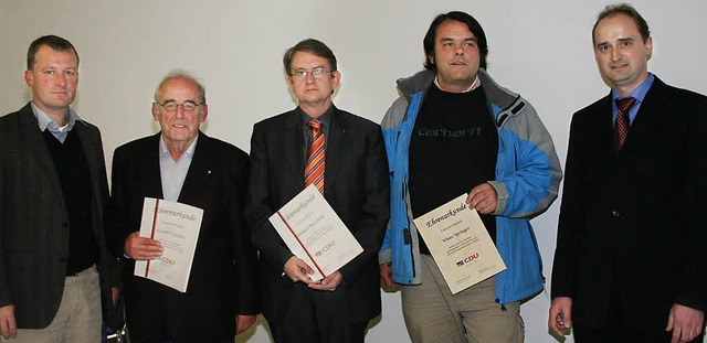 Landtagsabgeordneter Ulrich Lusche (li...rolzak und Klaus Springer (von links)   | Foto: reinhard cremer
