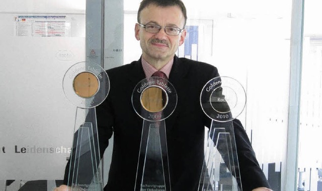 Wolfgang Dietrich mit den Preisen der letzten drei Jahre.   | Foto: BZ